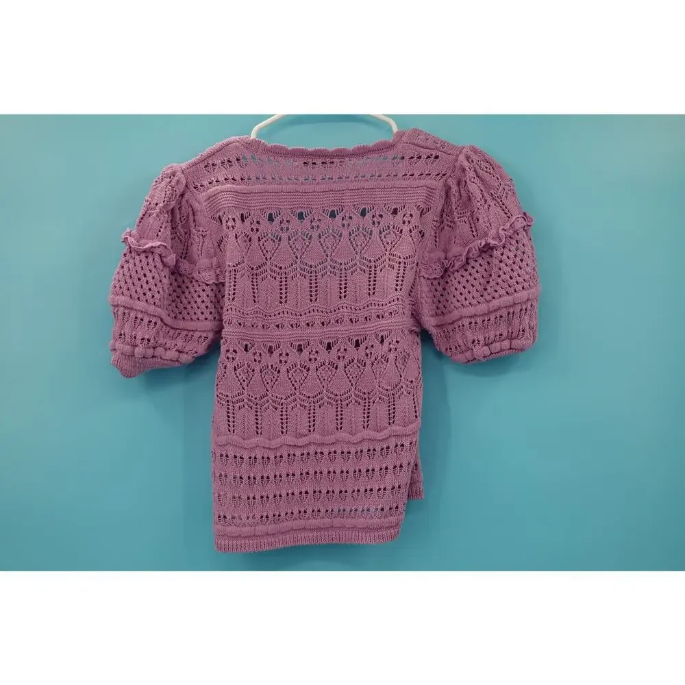 Zara Purple Knit Crochet Top Size Medium